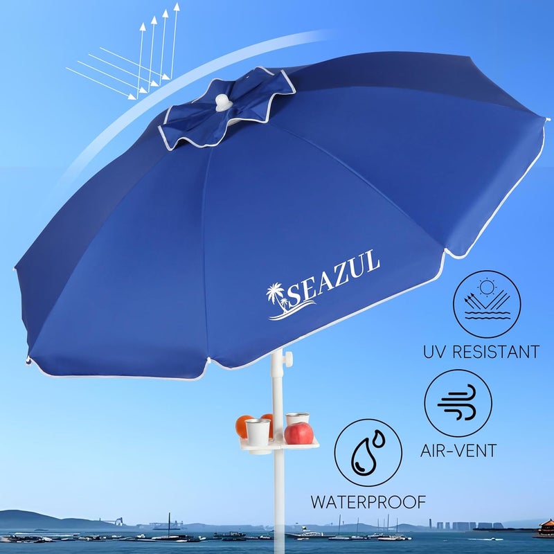 Seazul 6.5ft Sun Shade Umbrella, Portable Umbrella with Stand for Sports, Water Weight Bag, Adjustable and Lightweight, Sun Protection, Royal Blue - Image 3